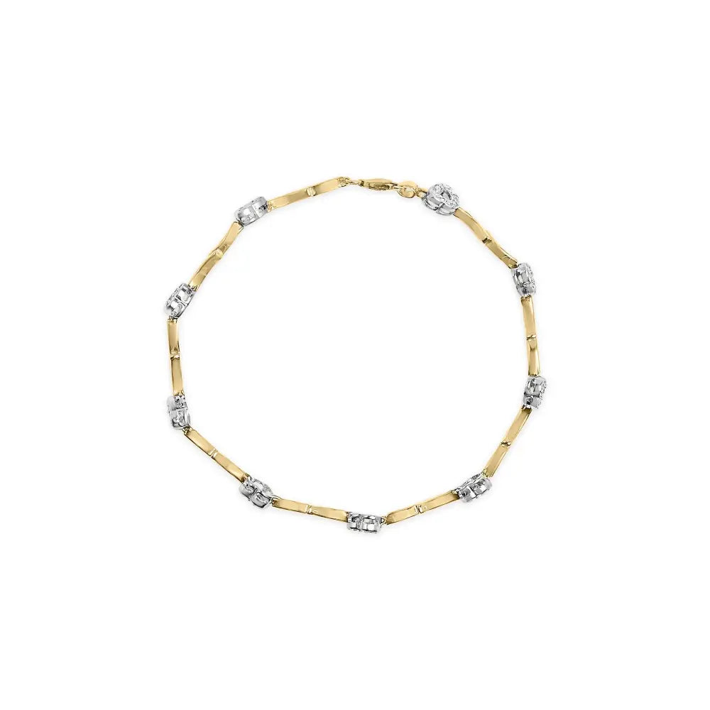 10k two tone gold 1/3 cttw diamond pave set heart s link 7.25’’ bracelet (i j color i2 i3 clarity) bracelets/bracelet/link