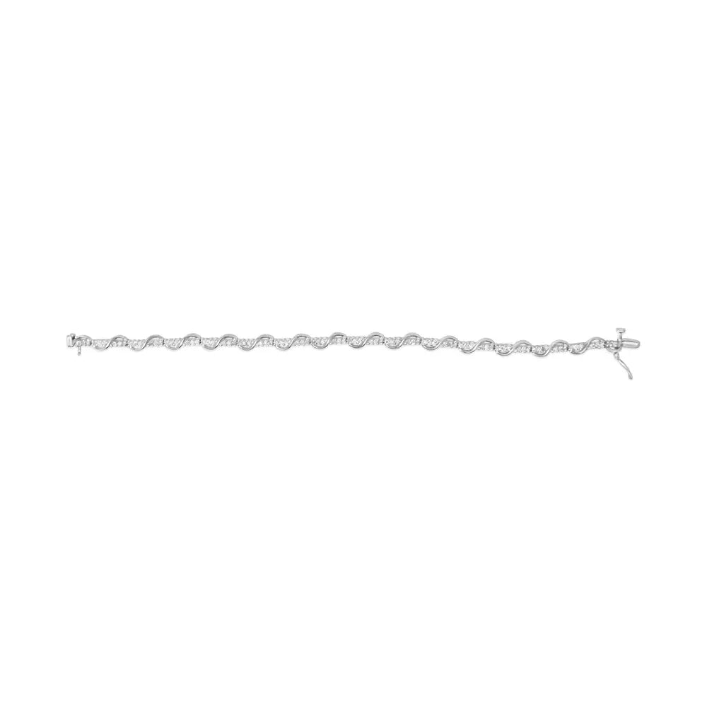 10k white gold 1.00 cttw round cut diamond tennis bracelet with swirl link (h i color i3 clarity) 7’’ inches