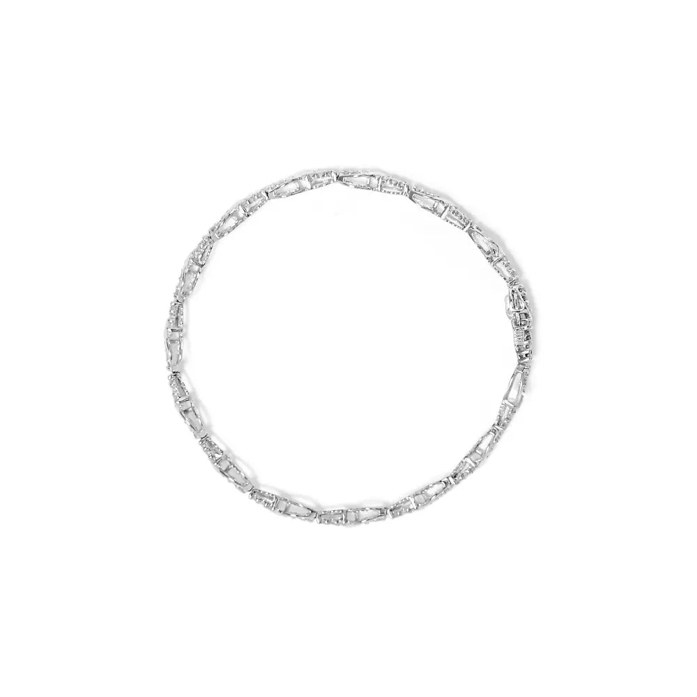 10k white gold 1.00 cttw round cut diamond tennis bracelet with swirl link (h i color i3 clarity) 7’’ inches