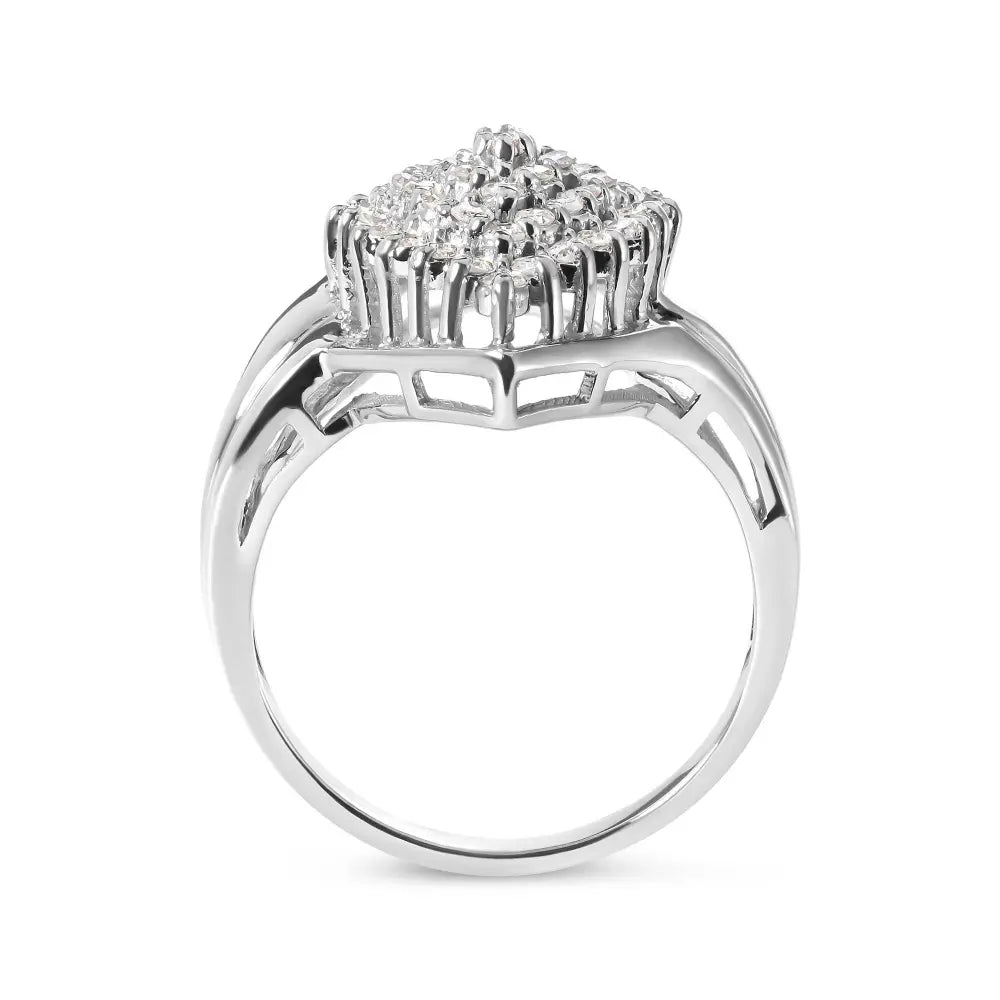 10K White Gold 1/2 Cttw Diamond Pear Shaped Cluster Ring (H-I Color, I1-I2 Clarity) - Bijoux-NYC Direct