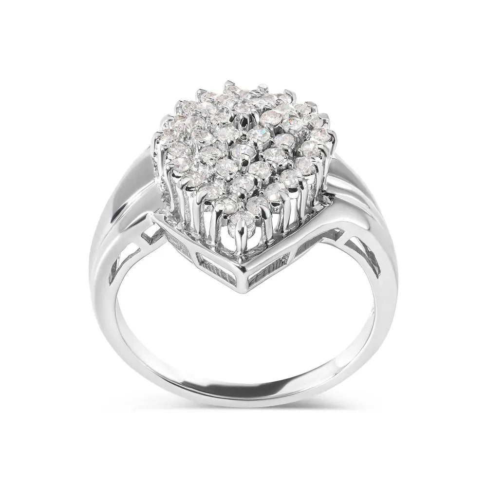 10K White Gold 1/2 Cttw Diamond Pear Shaped Cluster Ring (H-I Color, I1-I2 Clarity) - Bijoux-NYC Direct