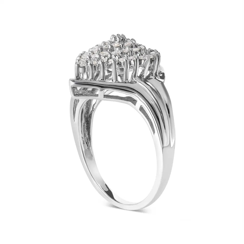 10K White Gold 1/2 Cttw Diamond Pear Shaped Cluster Ring (H-I Color, I1-I2 Clarity) - Bijoux-NYC Direct