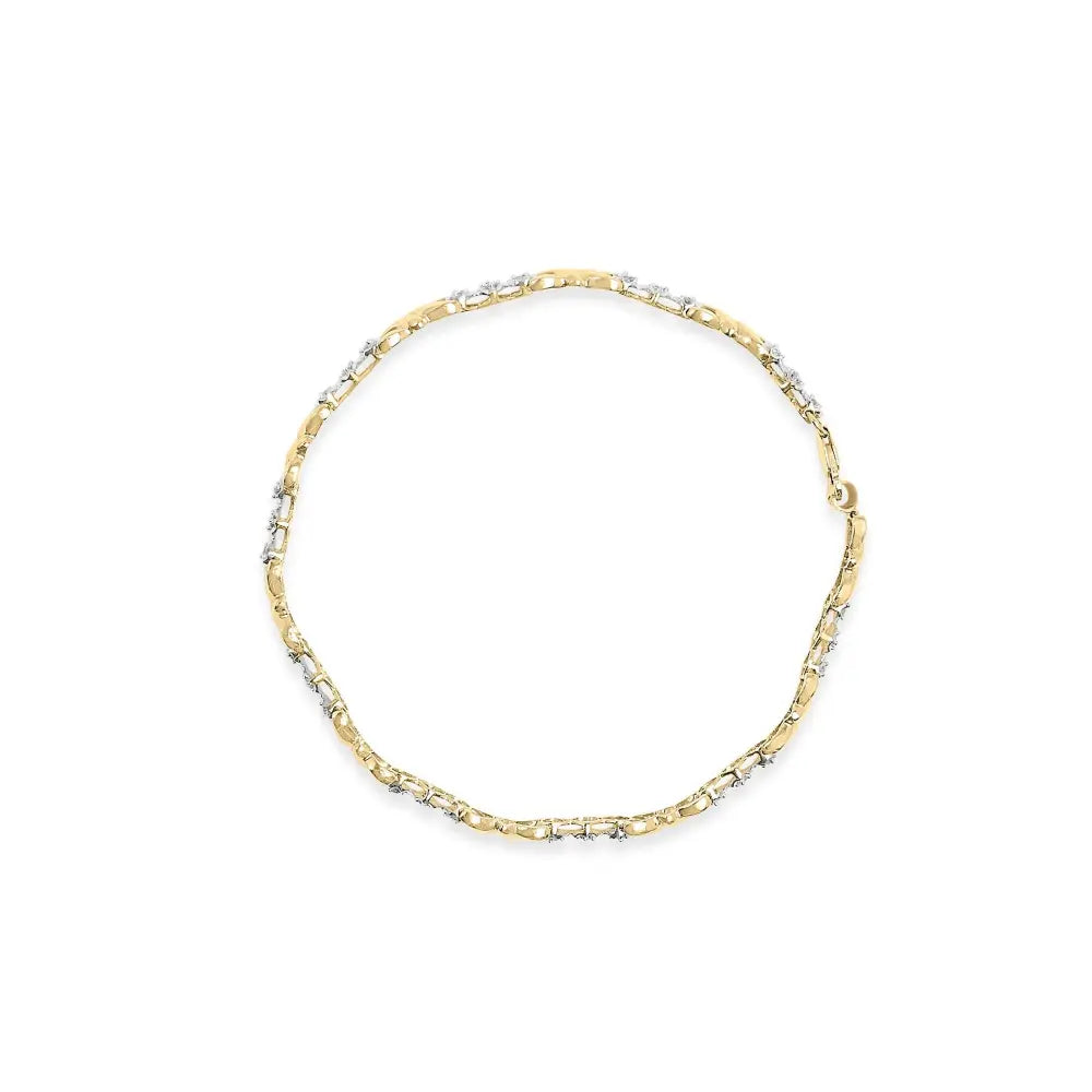 10k yellow gold 1/3 cttw diamond 3 stone and x link bracelet (i j color i1 i2 clarity) 7.50’’ inches bracelets/bracelet/link