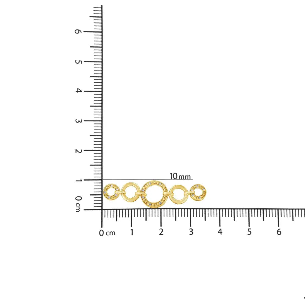 10K Yellow Gold over .925 Sterling Silver Diamond Accented Graduated Infinity Open Circle 6”-9” Adjustable Bolo Bracelet (H-I Color, I2-I3 Clarity) - Bijoux-NYC Direct