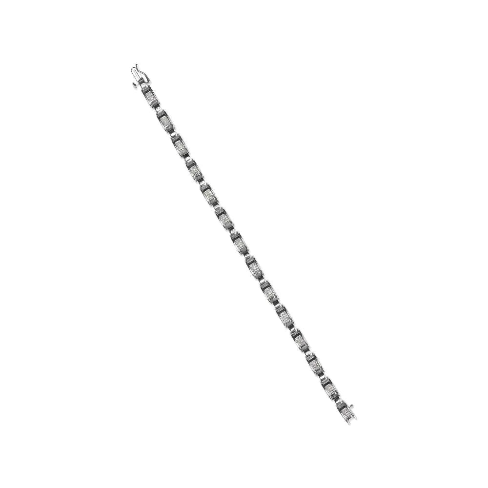 14K White Gold 1.00 Cttw Princess-Cut Diamond Link Bracelet (I-J Color, I1-I2 Clarity) - Size 7.25 - Bijoux-NYC Direct