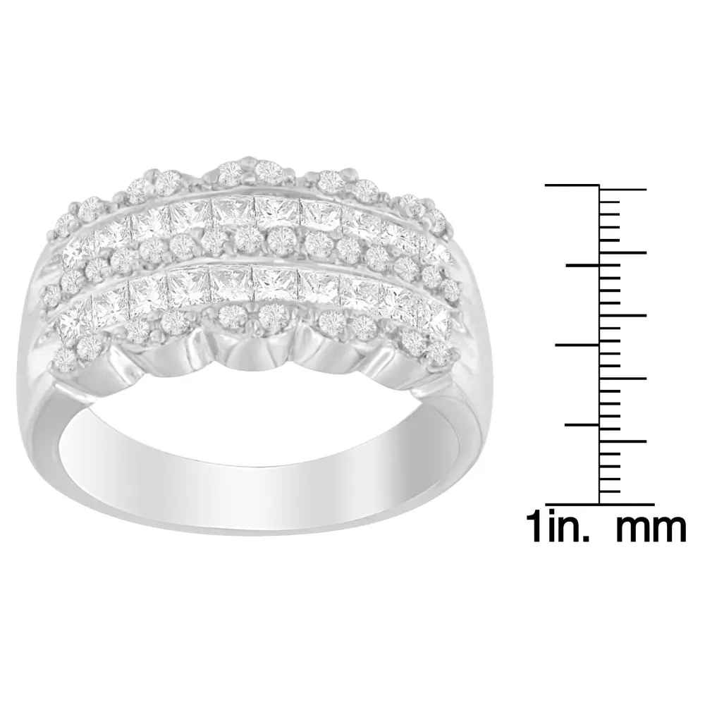14K White Gold 1 1/7ct. TDW Round and Princess-Cut Diamond Ring(H-I, SI2-I1) - Bijoux-NYC Direct