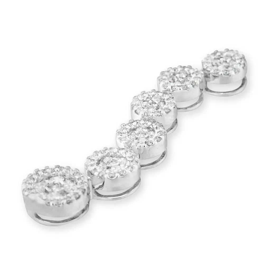 14K White Gold 1 cttw Diamond Cluster Journey Pendant Necklace (H-I, I1-I2) - Bijoux-NYC Direct