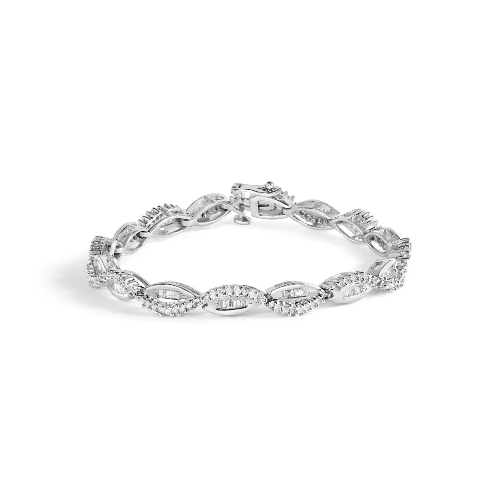 14k white gold 2.00 cttw diamond swirl and pear shape link bracelet (i j color i2 i3 clarity) 7’’ bracelets/bracelet/link