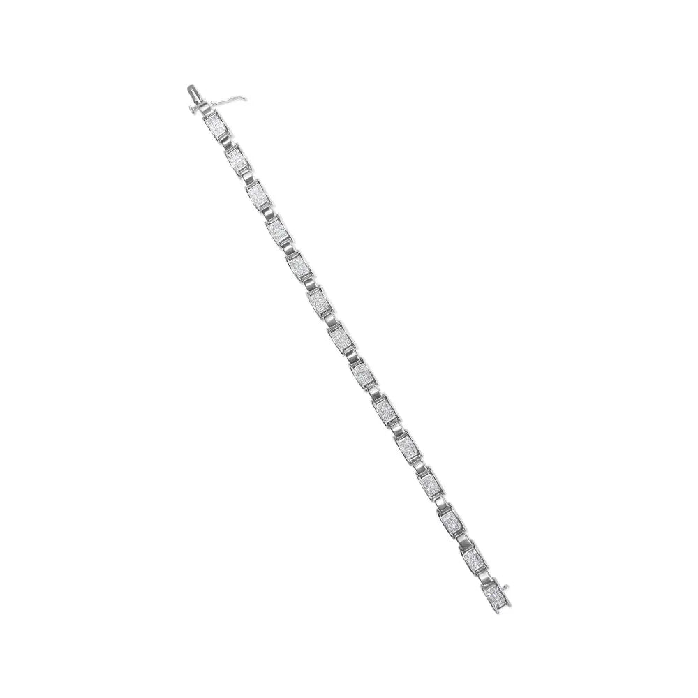 14k white gold 2.00 cttw princess diamond invisible set link bracelet (h i color si2 i1 clarity) 7’’ bracelets/bracelet/link