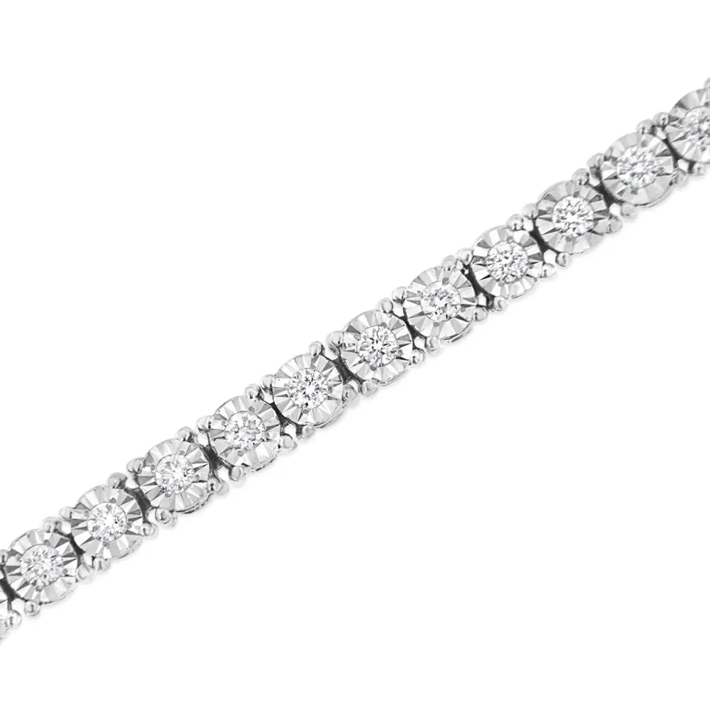 14k white gold 3.0 cttw lab grown diamond illusion set miracle plate tennis bracelet (f g color vs1 vs2 clarity) size 7.25’’