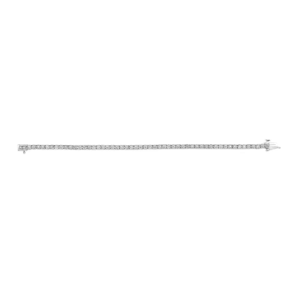 14k white gold 3.0 cttw lab grown diamond illusion set miracle plate tennis bracelet (f g color vs1 vs2 clarity) size 7.25’’