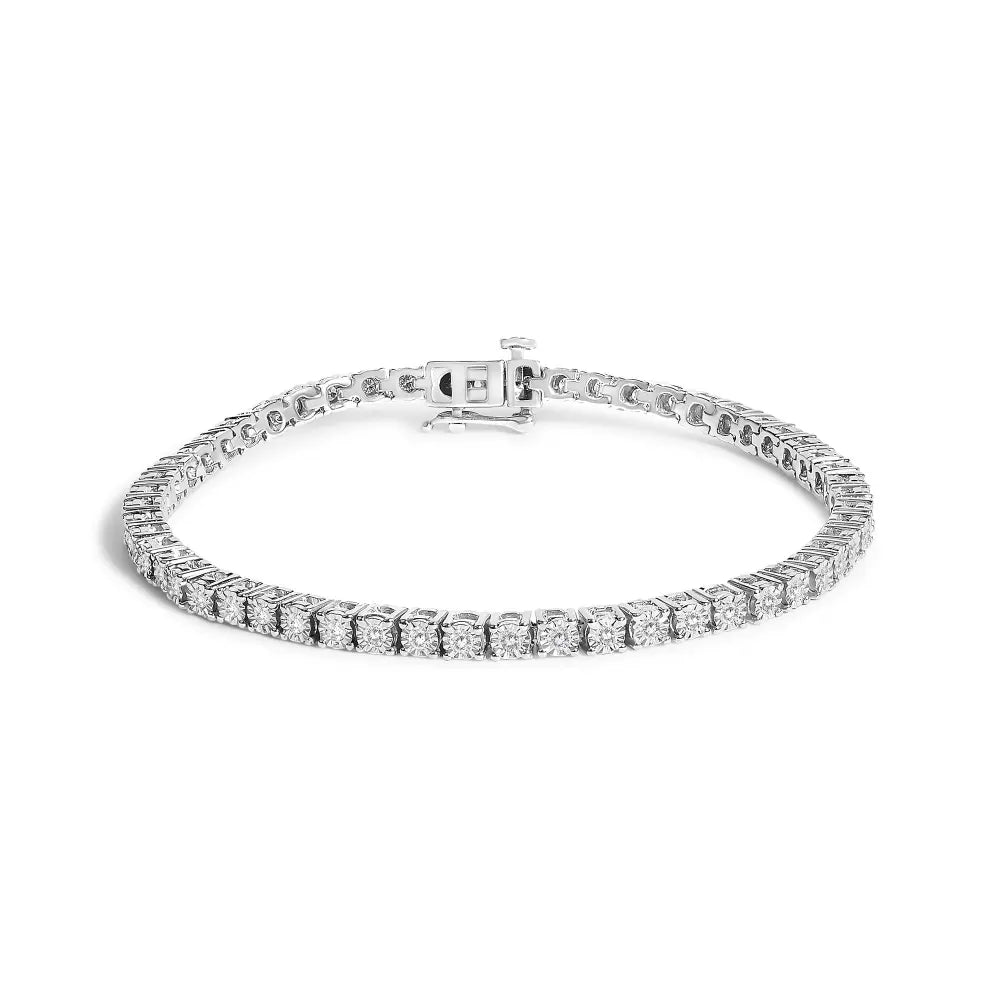14k white gold 3.0 cttw lab grown diamond illusion set miracle plate tennis bracelet (f g color vs1 vs2 clarity) size 7.25’’