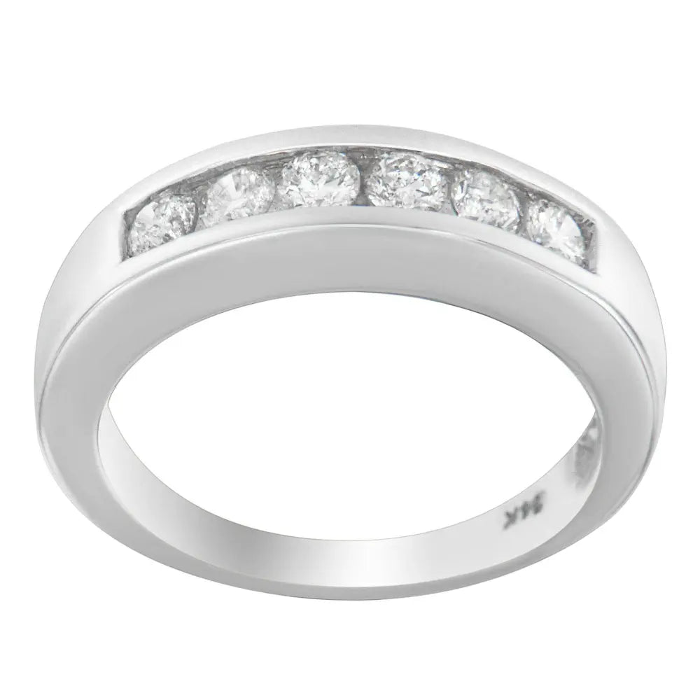 14K White Gold 3/4ct. TDW Diamond Channel Band Ring (H-I, I1-I2) - Bijoux-NYC Direct