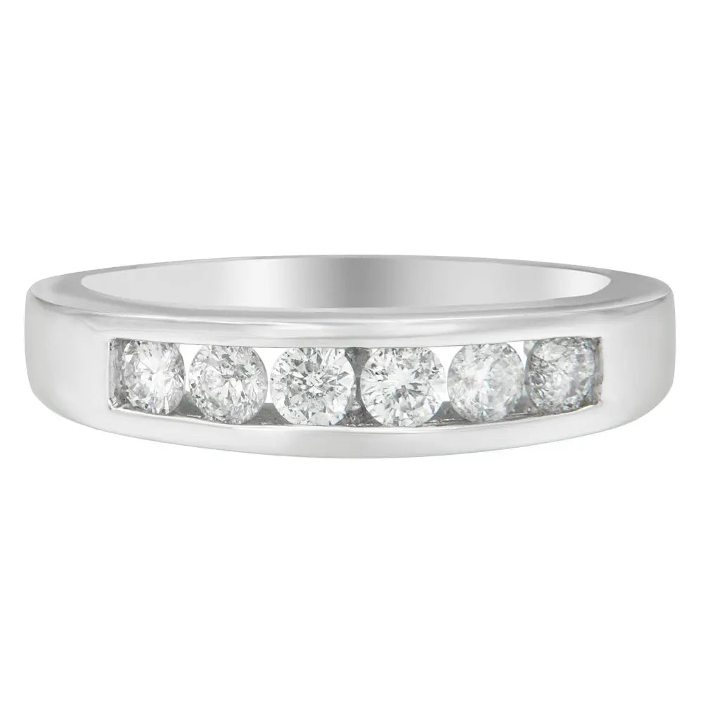 14K White Gold 3/4ct. TDW Diamond Channel Band Ring (H-I, I1-I2) - Bijoux-NYC Direct
