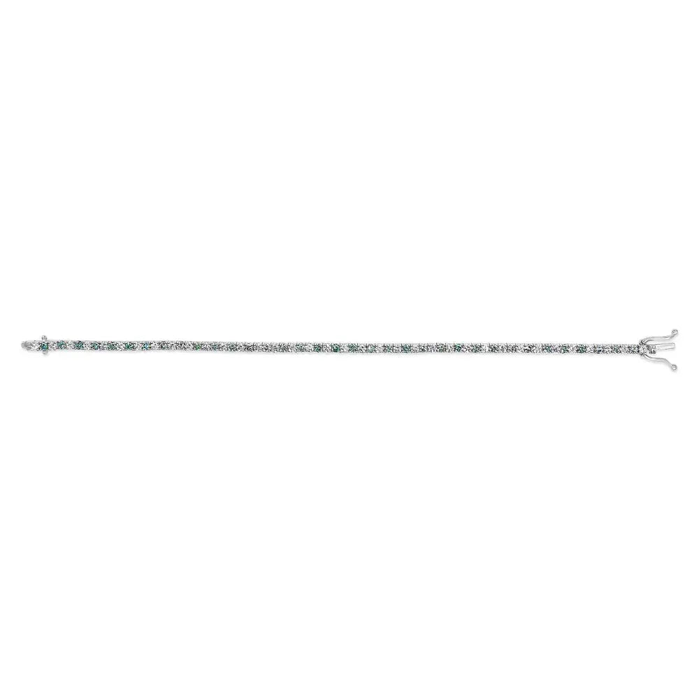 14k white gold 4.0 cttw alternating and blue lab grown diamond tennis bracelet 7’’ inches bracelets/bracelet/tennis handcrafted