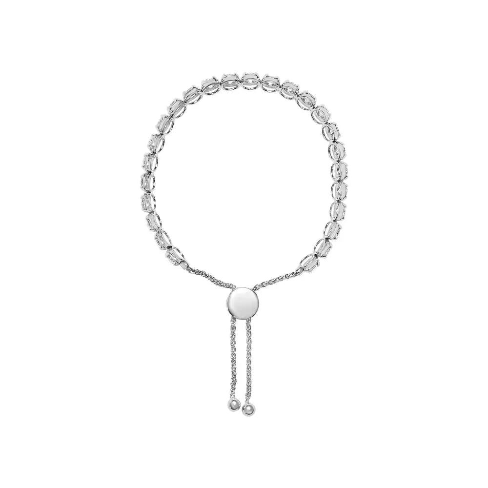 14K White Gold 6.00 Cttw Diamond 4”-10” Adjustable Bolo Tennis Bracelet (I-J Color, I1-I2 Clarity) - Bijoux-NYC Direct