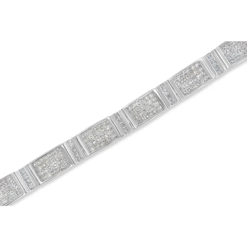 14K White Gold 7.0 Cttw Princess Cut Diamond 7" Alternating Vertical and Horizontal Rectangular Link Tennis Bracelet (H-I Color, SI2-I1 Clarity) - Bijoux-NYC Direct