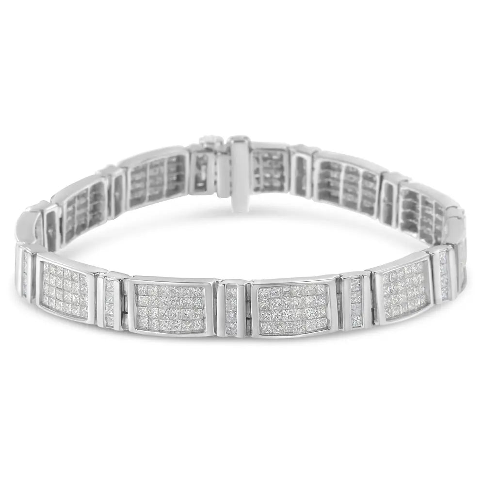 14K White Gold 7.0 Cttw Princess Cut Diamond 7" Alternating Vertical and Horizontal Rectangular Link Tennis Bracelet (H-I Color, SI2-I1 Clarity) - Bijoux-NYC Direct