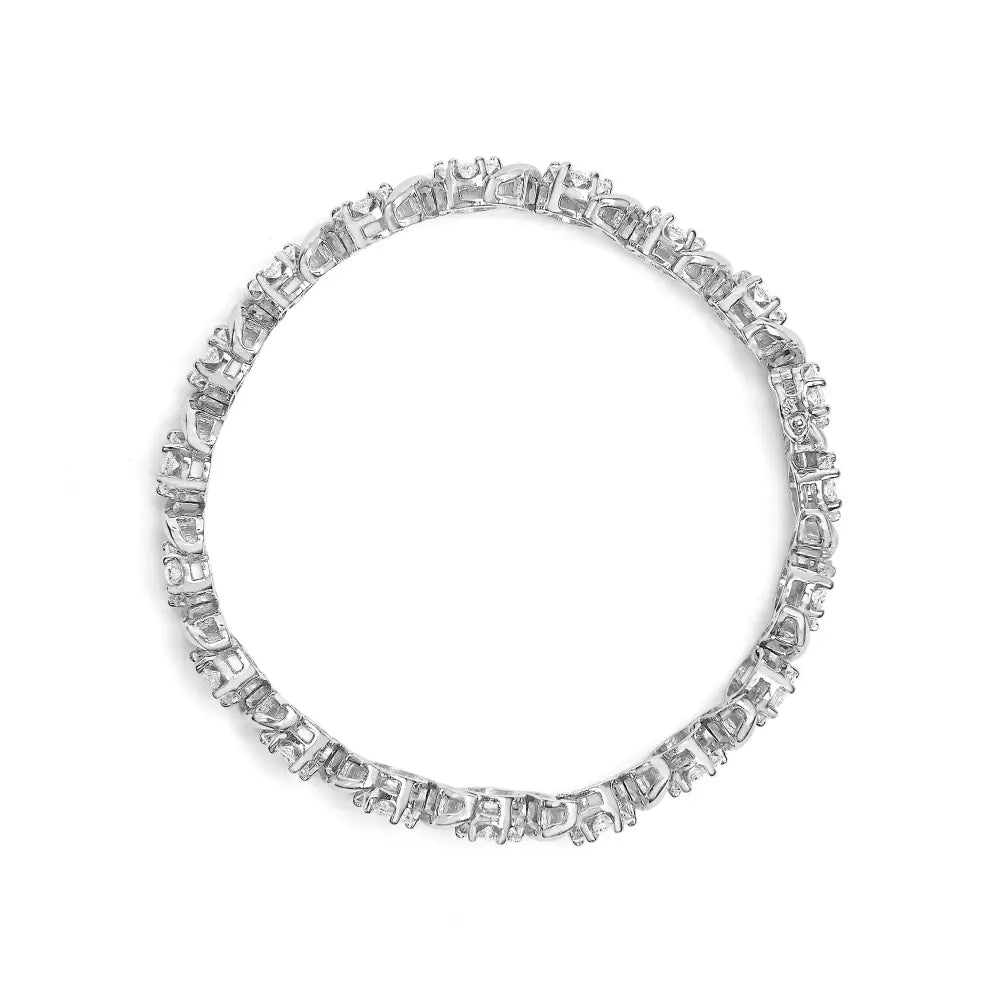 14k white gold 7 3/8 cttw round brilliant diamond floral cluster and s link bracelet (h i color si2 i1 clarity) 7’’ inches