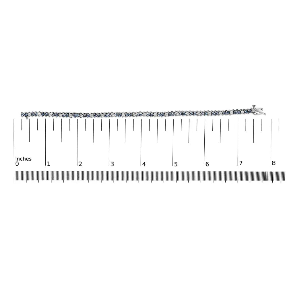 14K White Gold White And Treated Blue Diamond Bracelet (4 5/8 cttw, H-I Color, I1-I2 Clarity) - Bijoux-NYC Direct