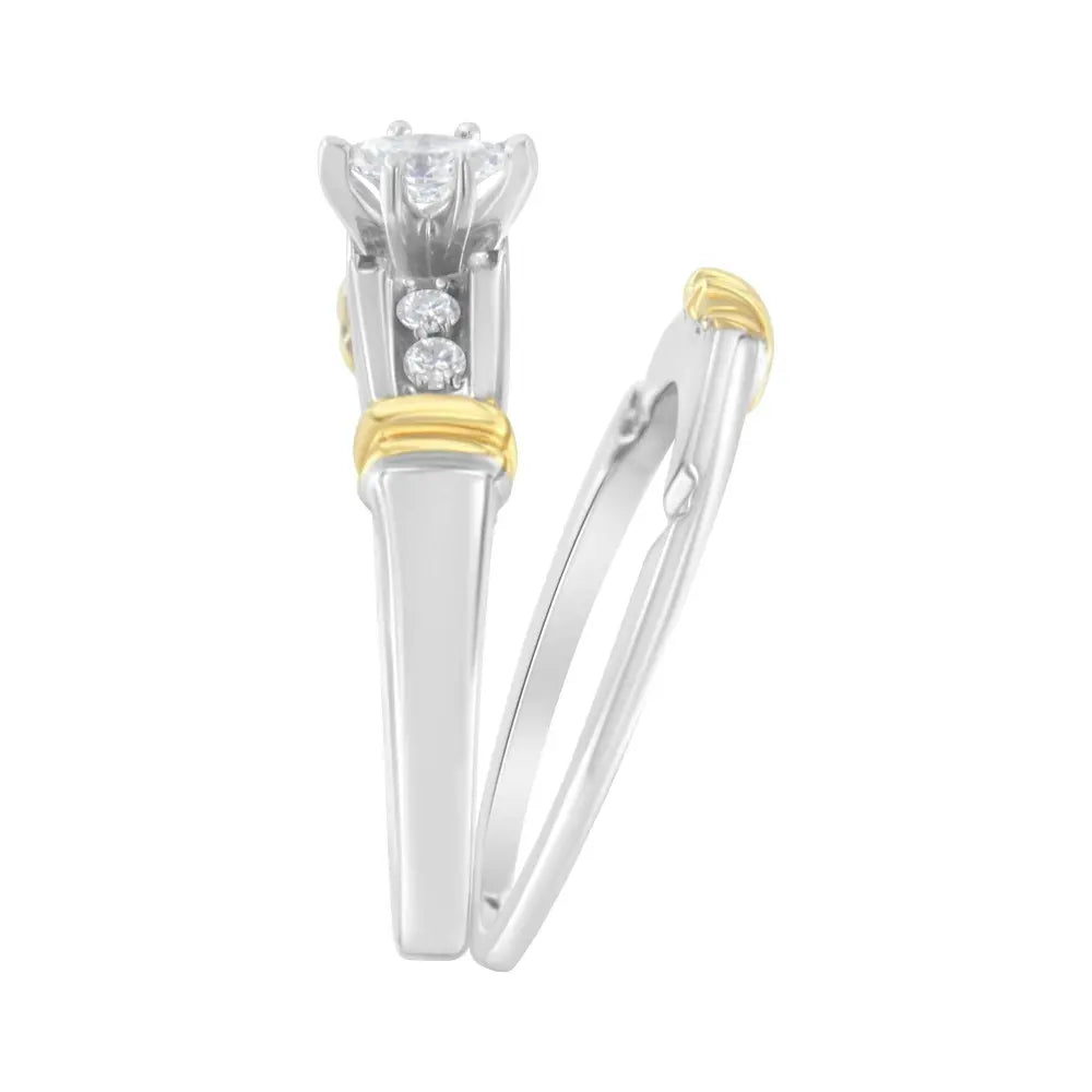14K Yellow and White Gold 1/3 Cttw Marquise Diamond Cocktail Engagement Ring Set (H-I Color, SI1-SI2 Clarity) - Bijoux-NYC Direct