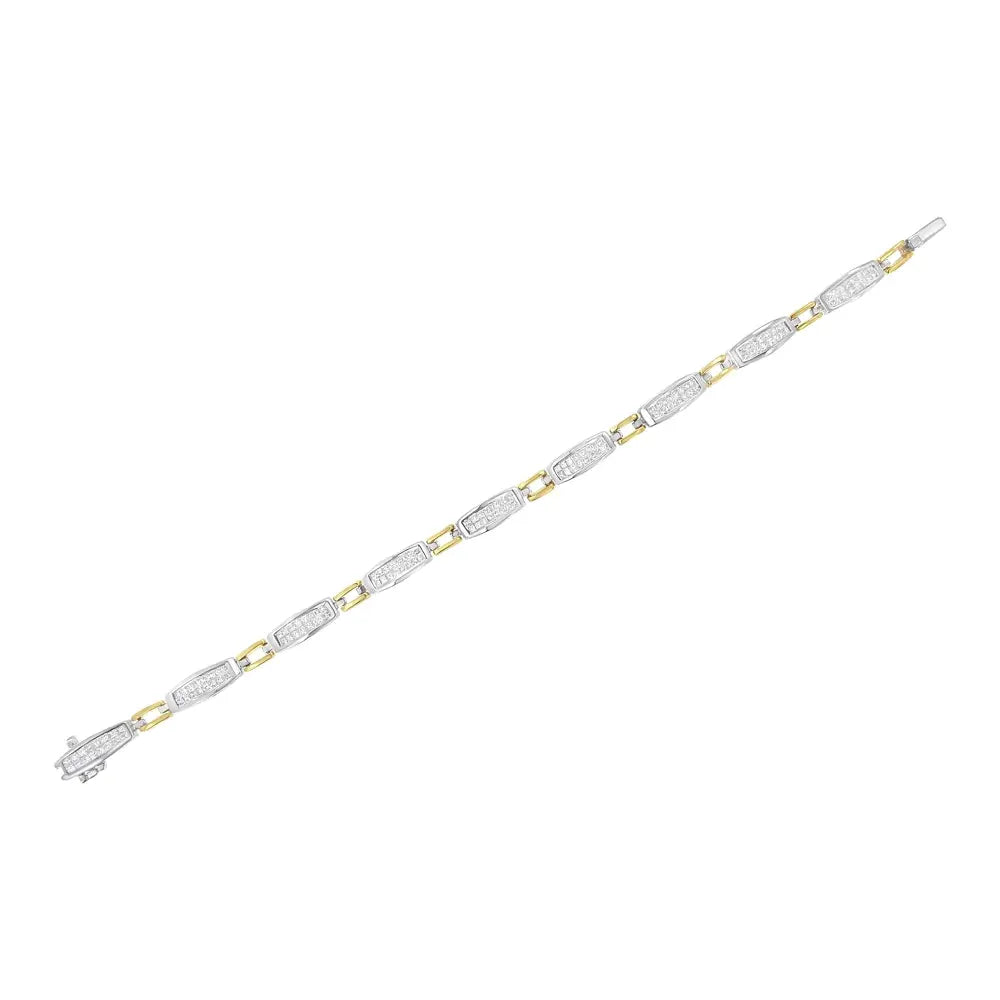 14K Yellow and White Gold 2.0 Cttw Princess Cut Diamond Tapered and Equal Sign Link Bracelet (G-H Color, SI1-SI2 Clarity) - 7" - Bijoux-NYC Direct