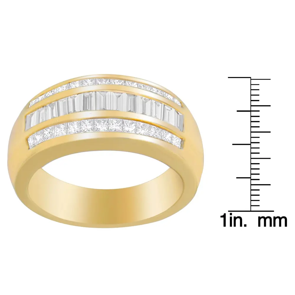 14K Yellow Gold 1ct. TDW Princess and Baguette-Cut Diamond Ring(H-I, SI1-SI2) - Bijoux-NYC Direct