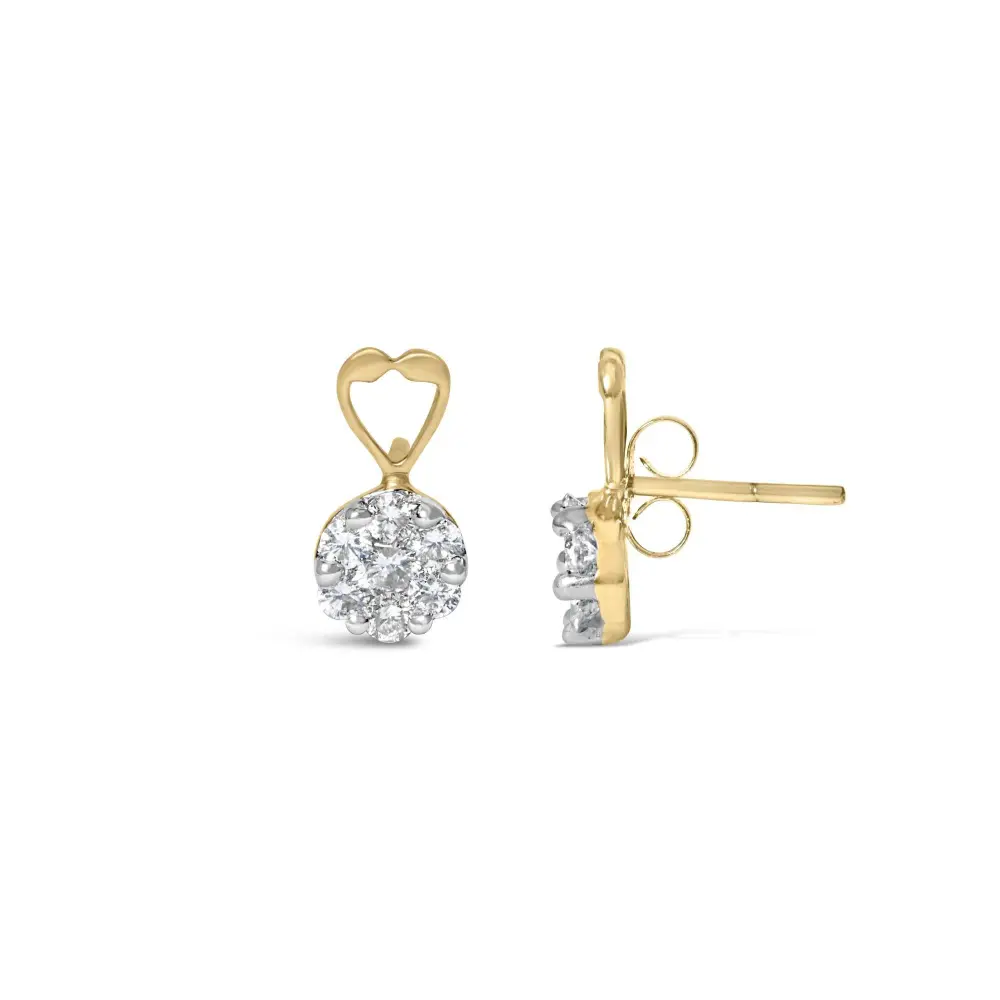 14K Yellow Gold 1ct. TDW Round-cut Diamond Earrings (I-J,SI2-I1) - Bijoux-NYC Direct