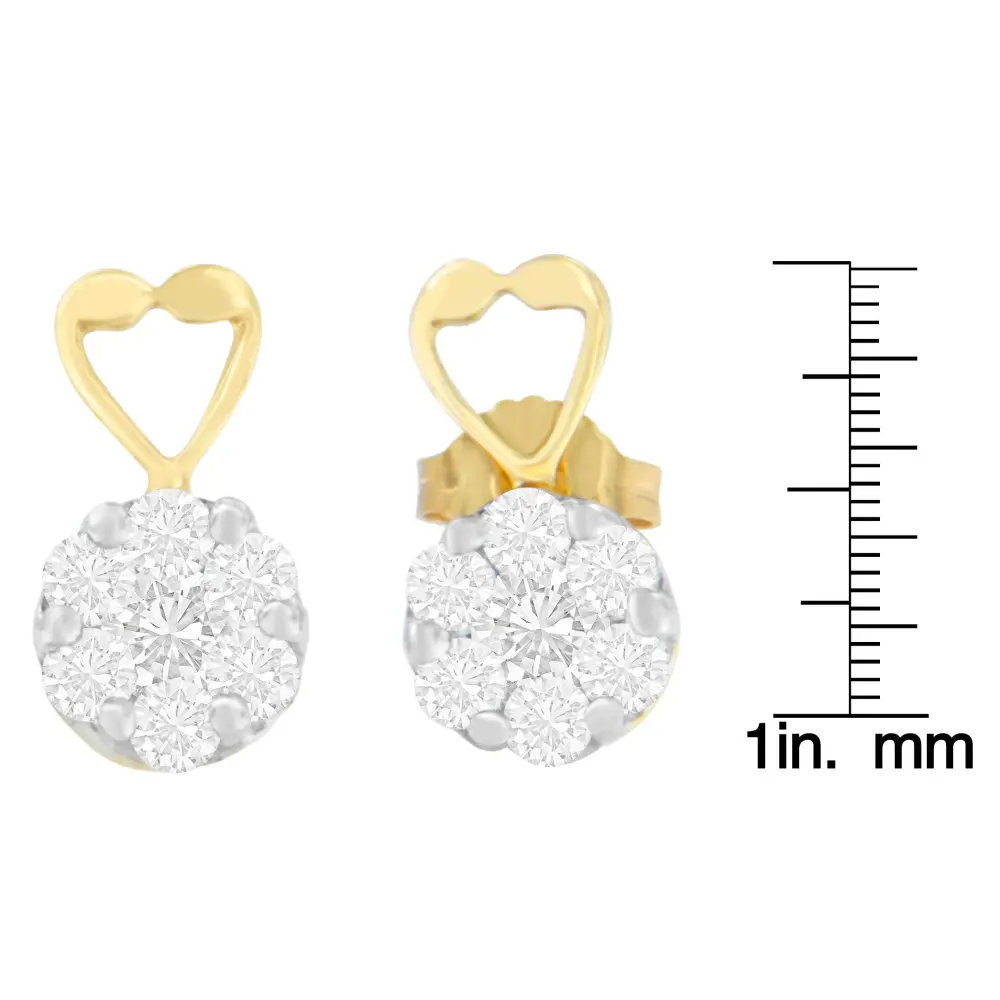 14K Yellow Gold 1ct. TDW Round-cut Diamond Earrings (I-J,SI2-I1) - Bijoux-NYC Direct