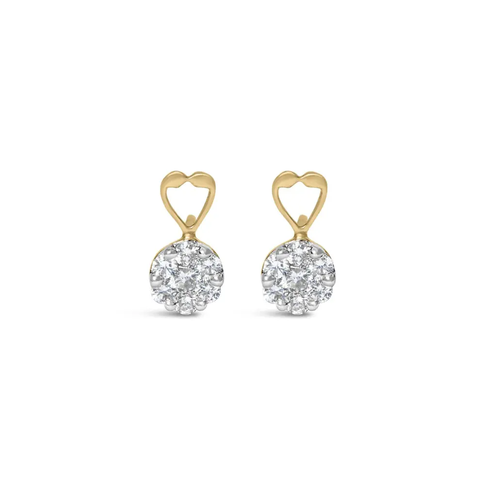 14K Yellow Gold 1ct. TDW Round-cut Diamond Earrings (I-J,SI2-I1) - Bijoux-NYC Direct