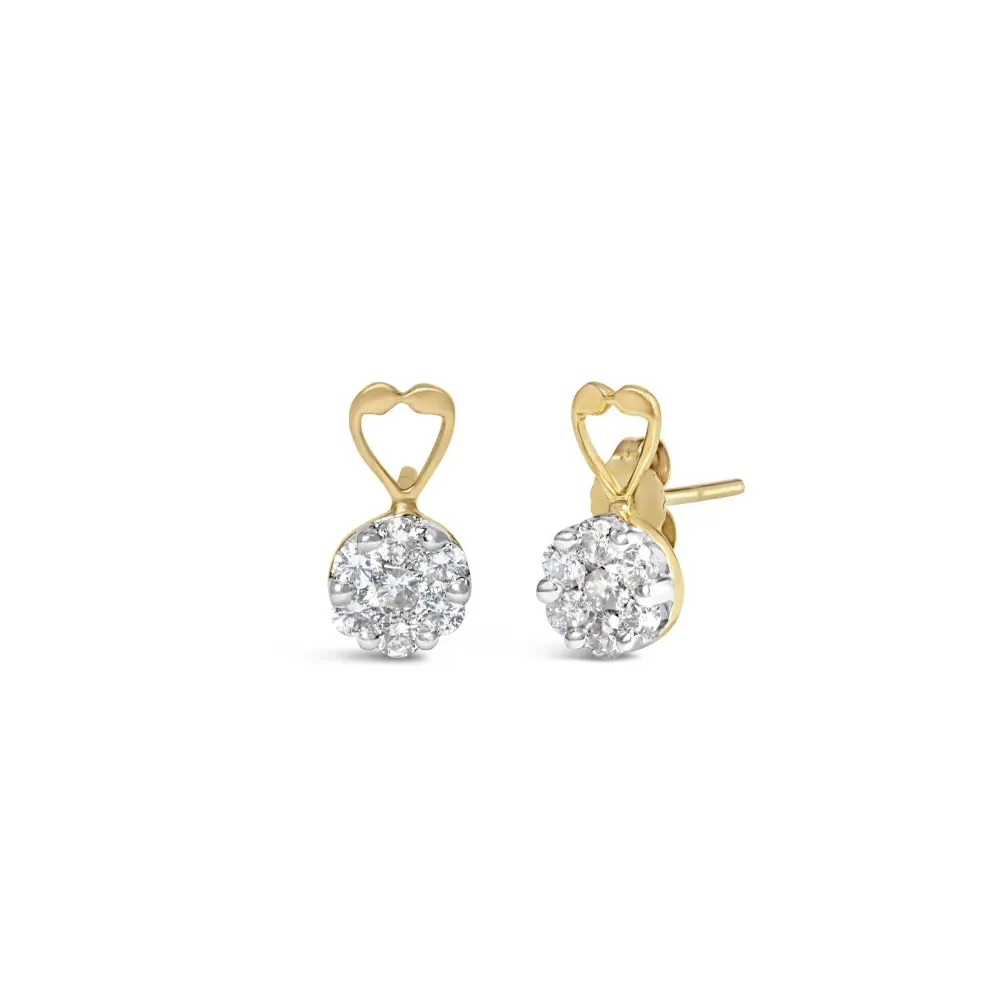 14K Yellow Gold 1ct. TDW Round-cut Diamond Earrings (I-J,SI2-I1) - Bijoux-NYC Direct