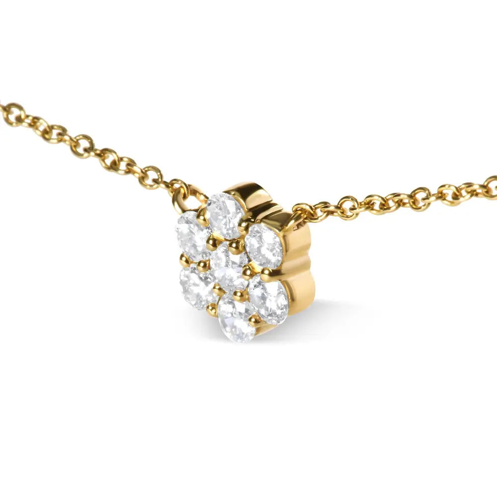 14k yellow gold 2.00 cttw diamond cluster 18’’ station necklace (i j color i1 i2 clarity) necklaces/non pendant/station