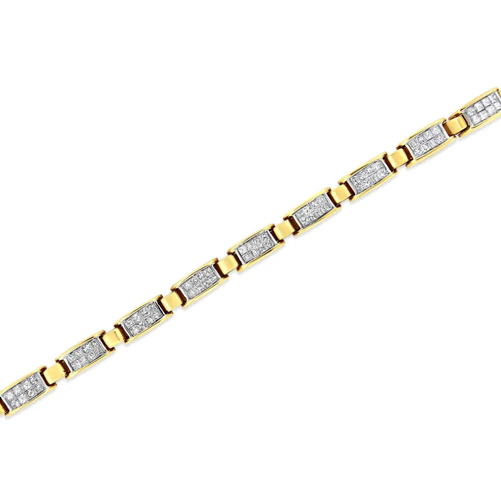 14K Yellow Gold 2 1/2 Cttw Princess-Cut Diamond Link Tennis Bracelet (H-I Color, SI2-I1 Clarity) - 7.25" - Bijoux-NYC Direct