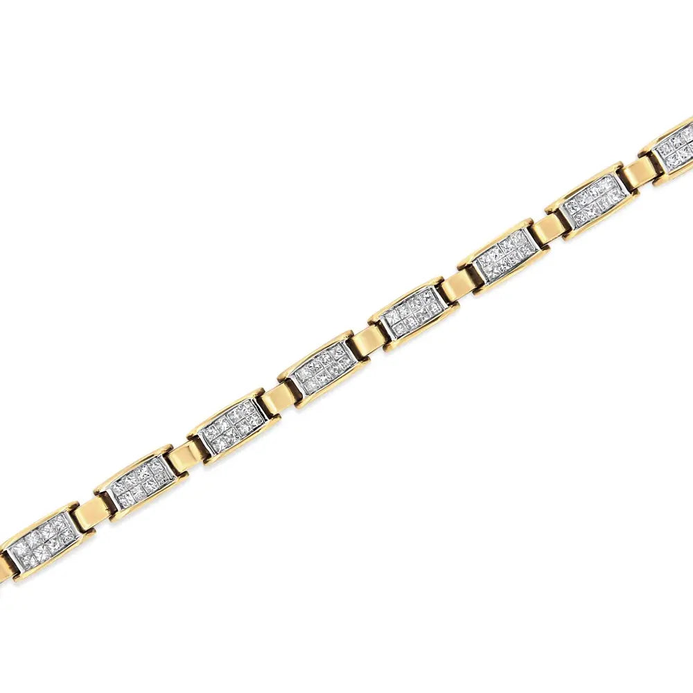 14K Yellow Gold 2 1/2 Cttw Princess-Cut Diamond Link Tennis Bracelet (H-I Color, SI2-I1 Clarity) - 7.25" - Bijoux-NYC Direct