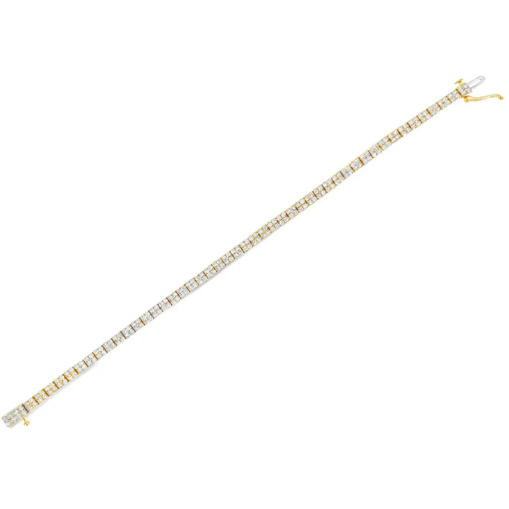 14K Yellow Gold Plated .925 Sterling Silver 3.0 Cttw Diamond Link Bracelet (K-L Color, I2-I3 Clarity) - 7.25" - Bijoux-NYC Direct