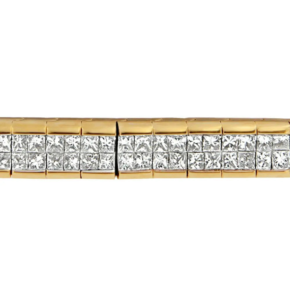 14K Yellow Gold Princess Cut Diamond Banded Bracelet (1.00 cttw, G-H Color, VS1-VS2 Clarity) - Bijoux-NYC Direct