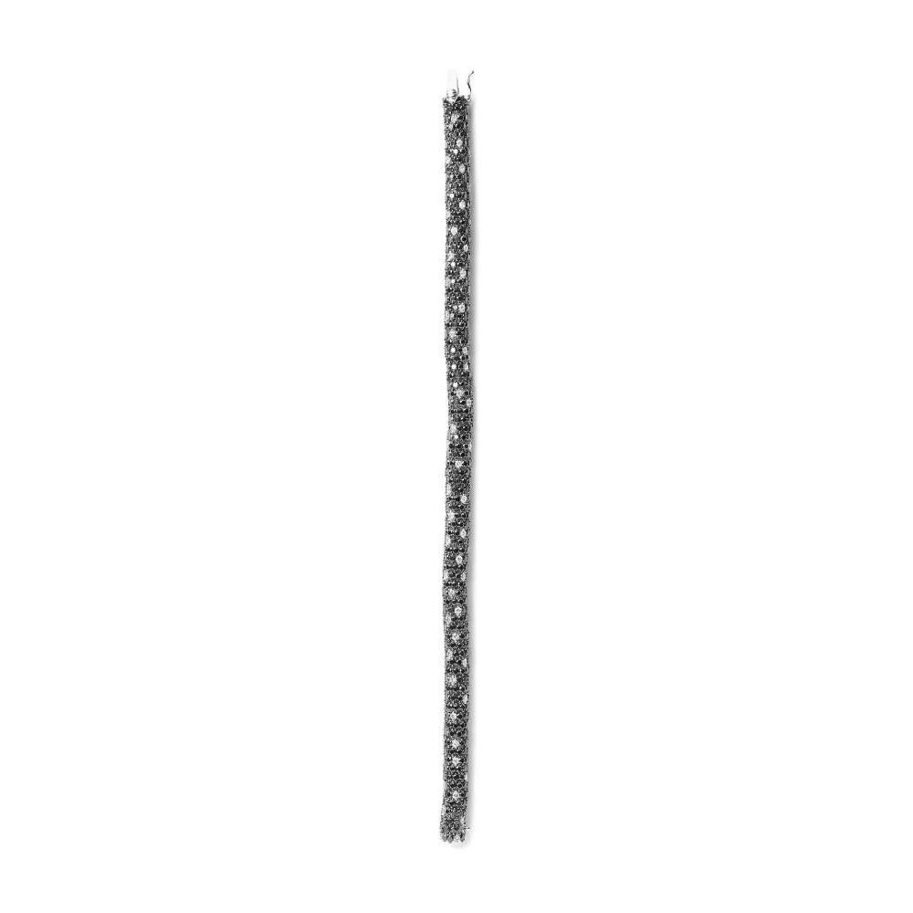 18K White Gold 20.0 Cttw Black and White Pave Set Diamond Eternity Snake Skin Style Tennis Bracelet (Black and G-H Color, SI1-SI2 Clarity) - Size 7" - Bijoux-NYC Direct