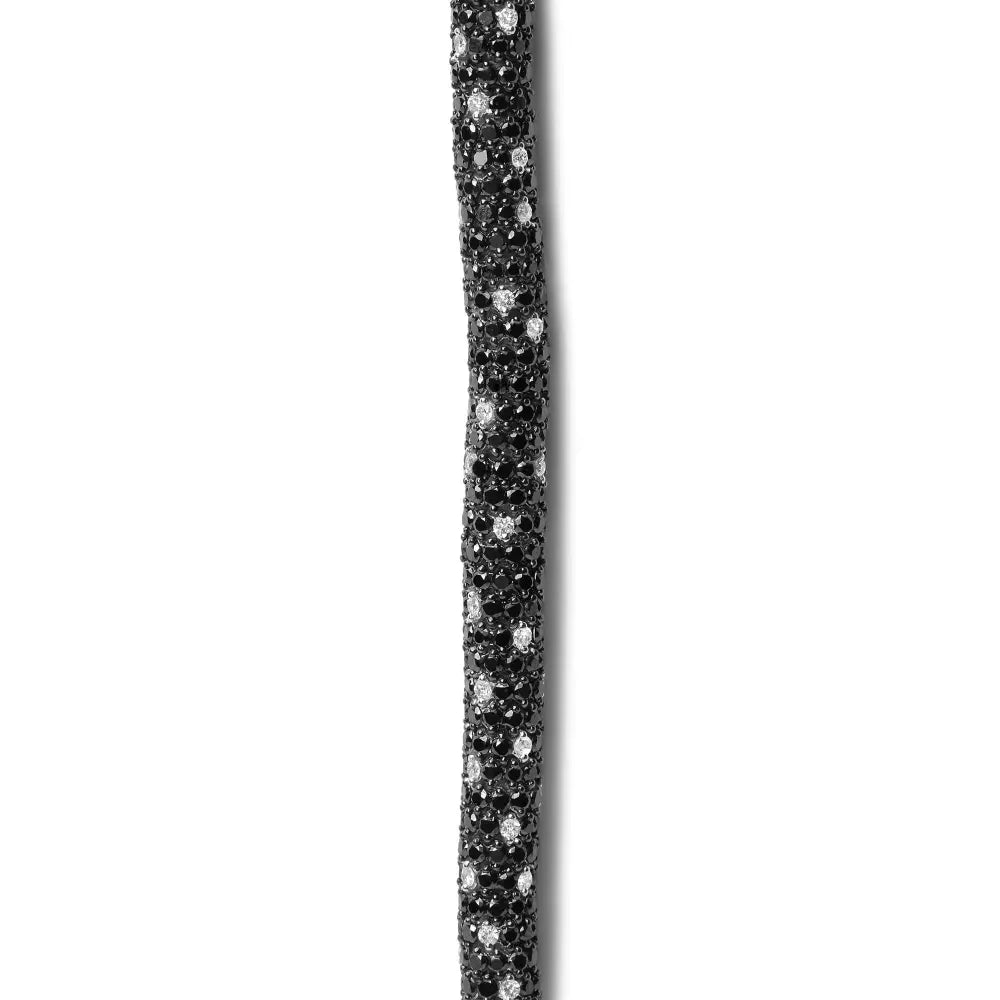 18K White Gold 20.0 Cttw Black and White Pave Set Diamond Eternity Snake Skin Style Tennis Bracelet (Black and G-H Color, SI1-SI2 Clarity) - Size 7" - Bijoux-NYC Direct