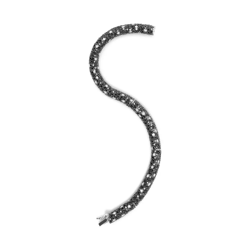 18K White Gold 20.0 Cttw Black and White Pave Set Diamond Eternity Snake Skin Style Tennis Bracelet (Black and G-H Color, SI1-SI2 Clarity) - Size 7" - Bijoux-NYC Direct