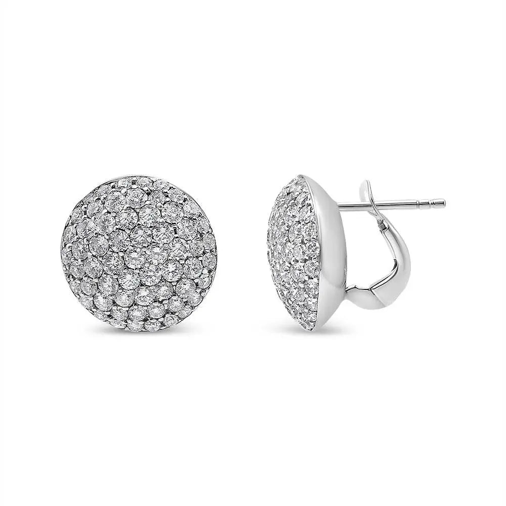 18K White Gold 3 1/2 Cttw Shared Prong Set Diamond Cluster Composite Disc Stud Earrings (F-G Color, VS1-VS2 Clarity) - Bijoux-NYC Direct