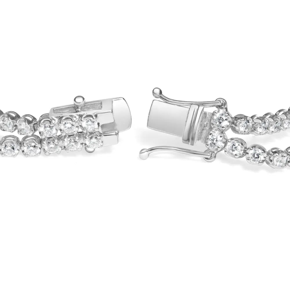 18k white gold 5 3/5 cttw natural diamond double row link tennis bracelet (g h color vs1 vs2 clarity) 7’’ inches