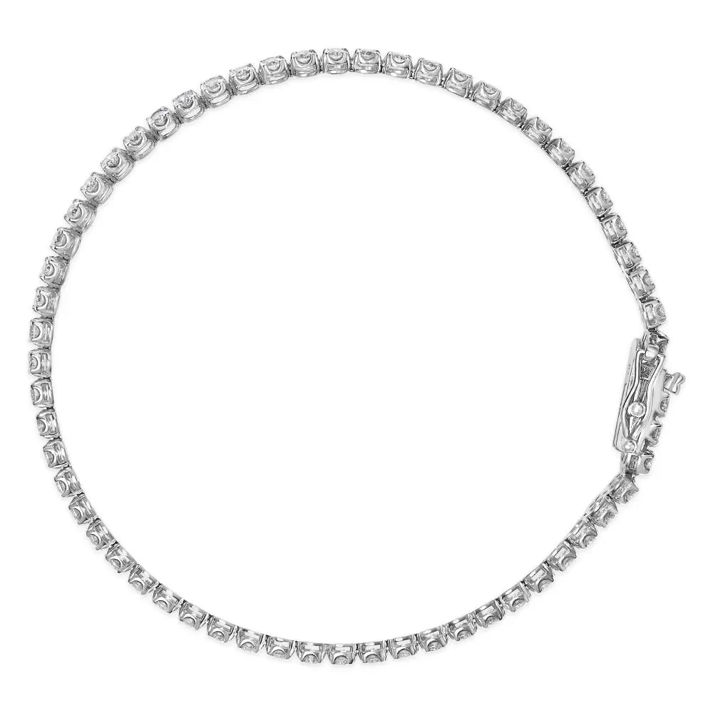18k white gold 5 3/5 cttw natural diamond double row link tennis bracelet (g h color vs1 vs2 clarity) 7’’ inches