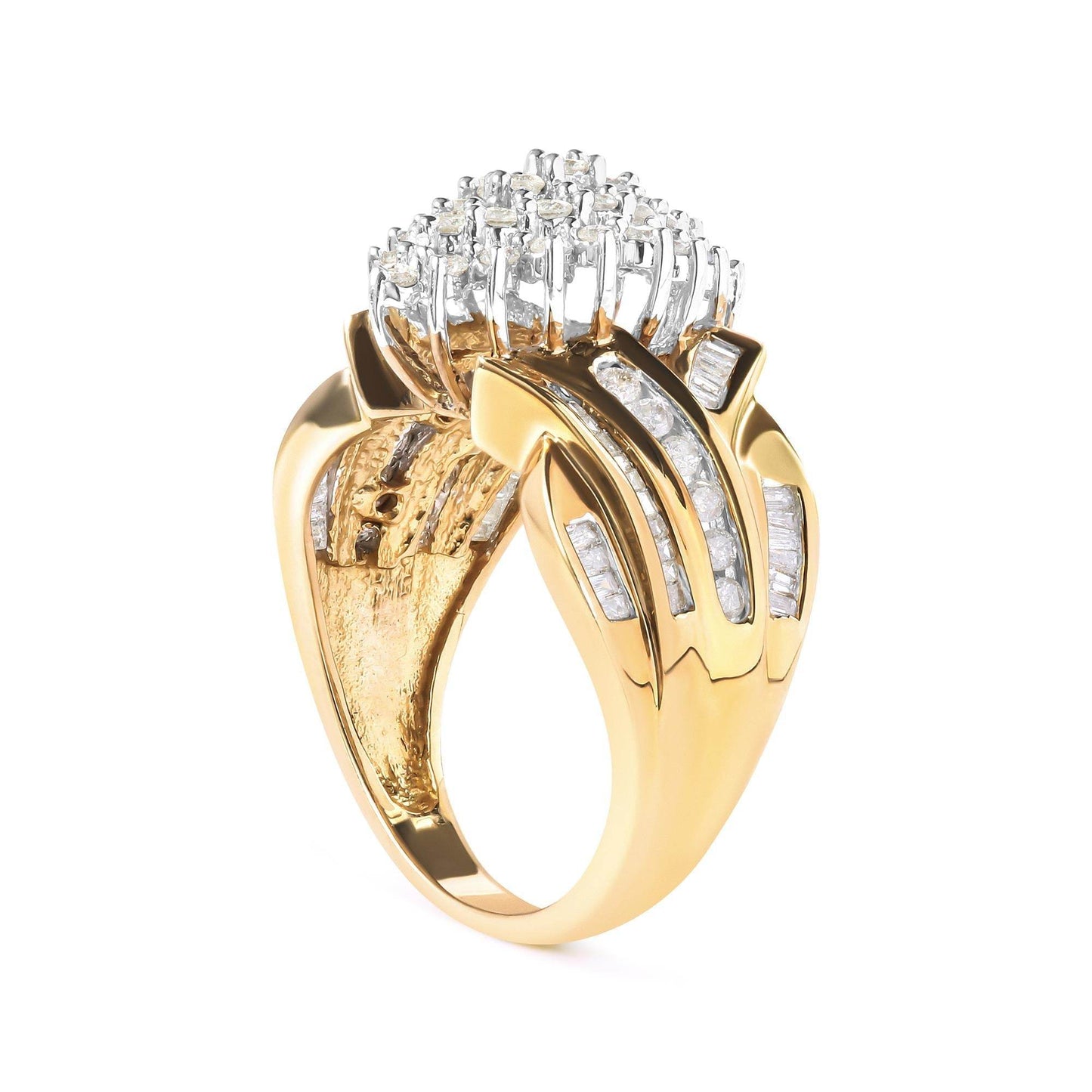10K Yellow Gold 1 Cttw Diamond Pear Shaped Cluster Cluster Cocktail Ring (H-I Color, I2-I3 Clarity) - Bijoux-NYC Direct