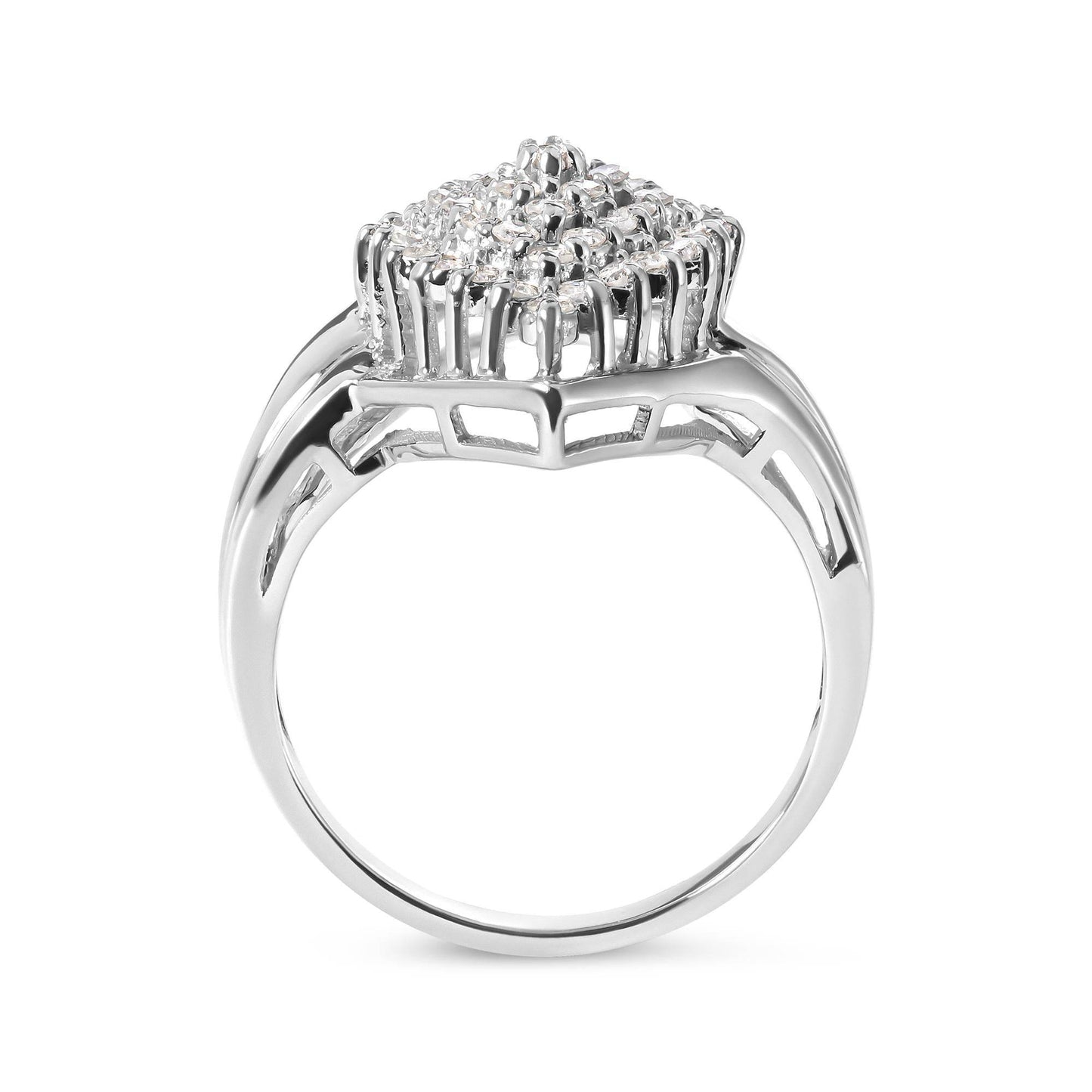 10K White Gold 1/2 Cttw Diamond Pear Shaped Cluster Ring (H-I Color, I1-I2 Clarity) - Bijoux-NYC Direct