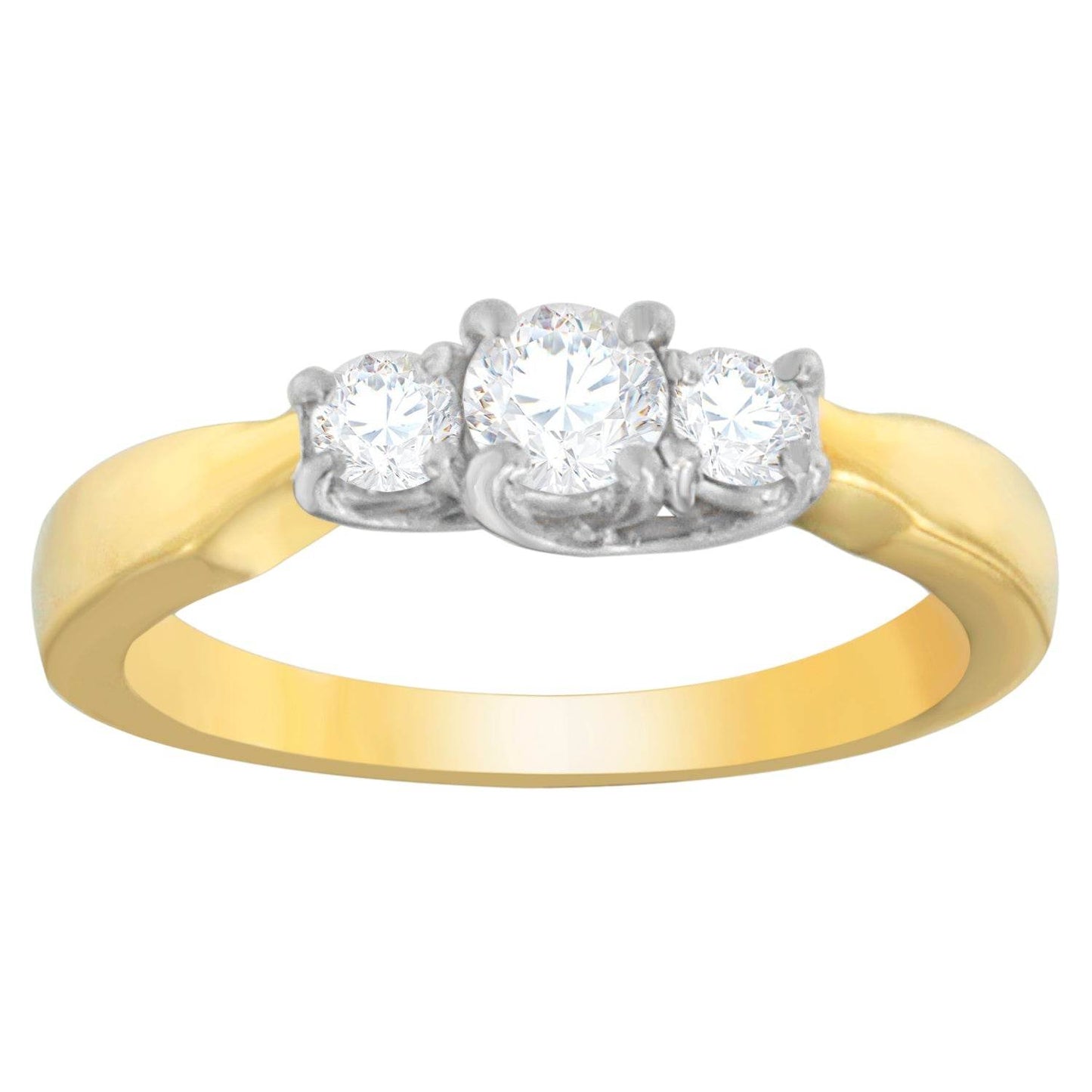 14K Two-Toned Gold 1/2 CTTW Round-cut Diamond Ring (G-H, SI1-SI2) - Bijoux-NYC Direct