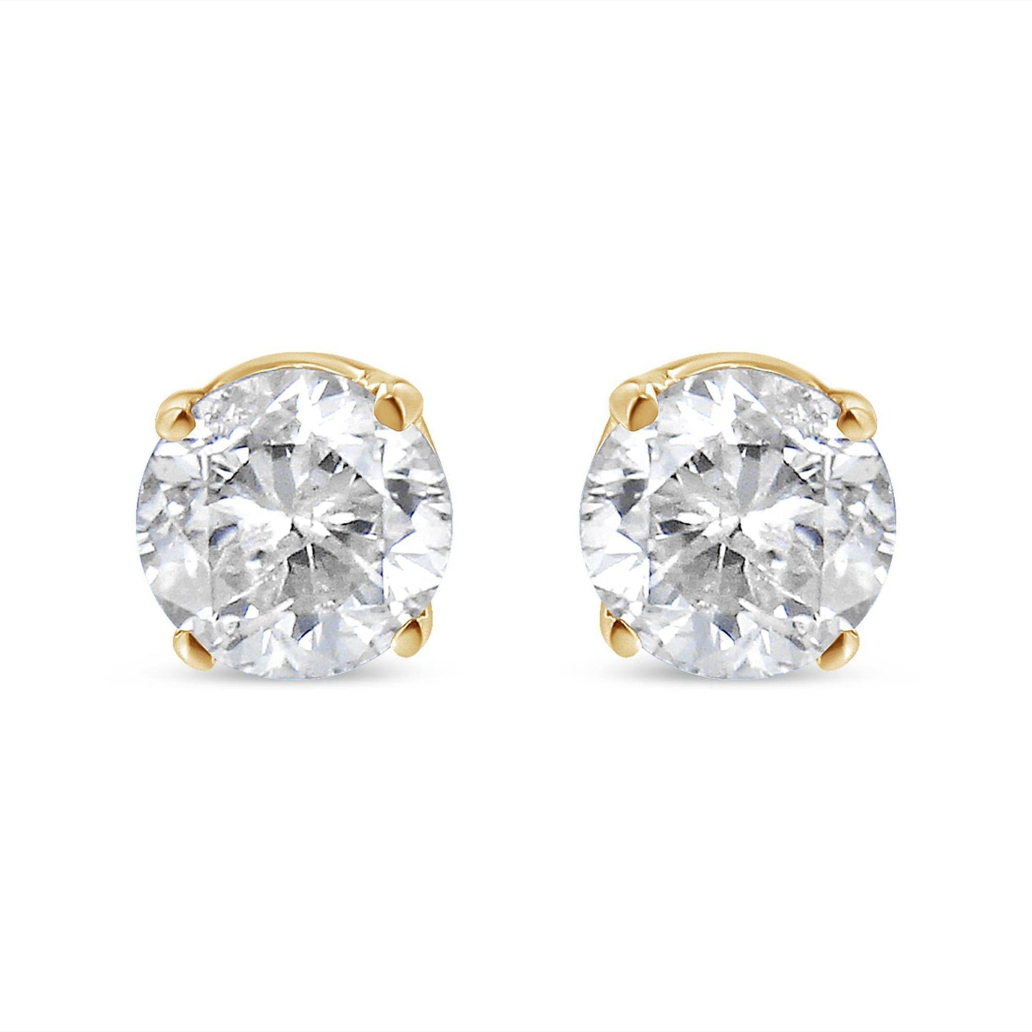 14K Yellow Gold 1/2 Cttw Round-Cut Diamond Solitaire Stud Earrings (O-P Color, SI2-I1 Clarity) - Bijoux-NYC Direct
