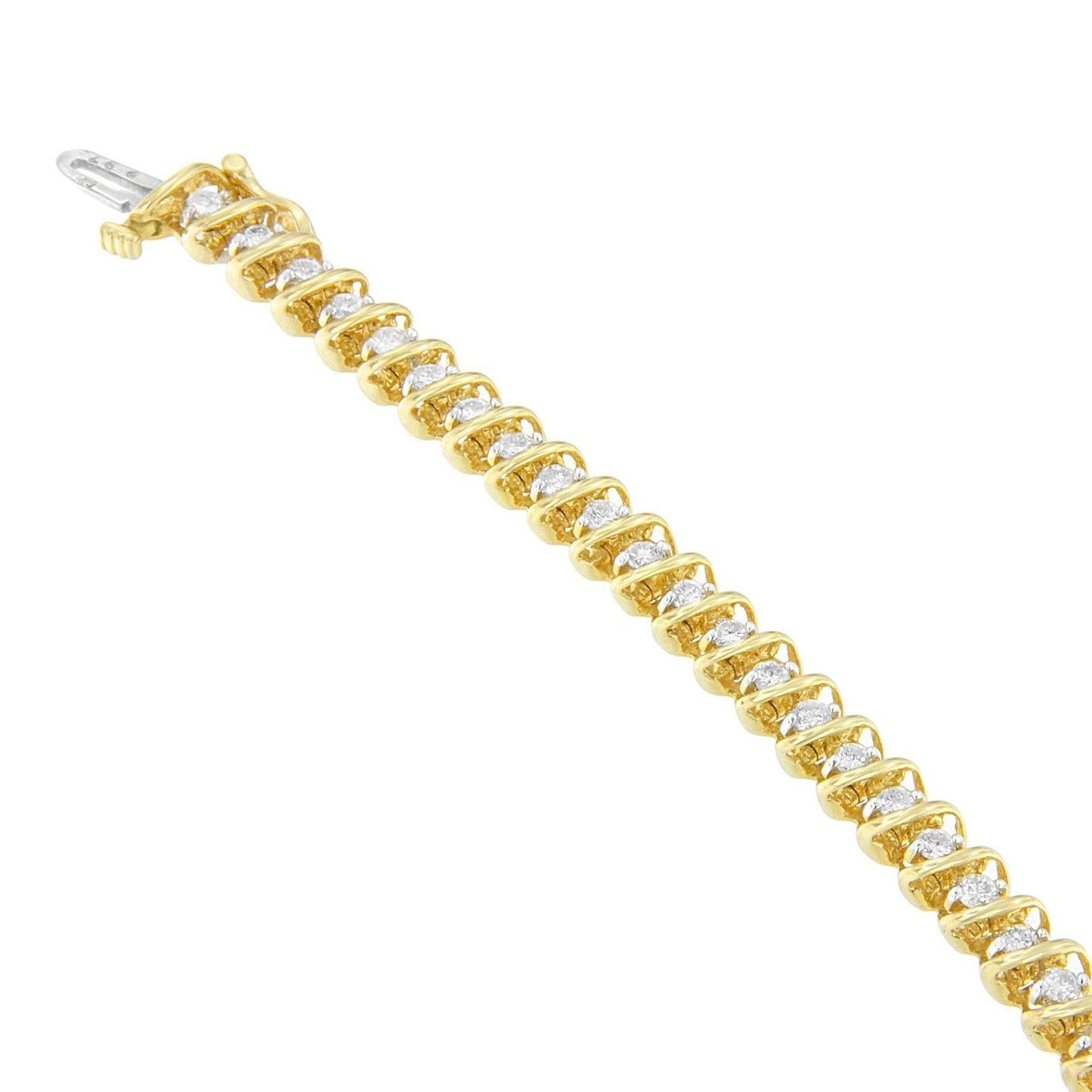 14K Yellow Gold Round Cut Diamond Spiral Link Bracelet (3.00 cttw, H-I Color, SI2-I1 Clarity) - Bijoux-NYC Direct