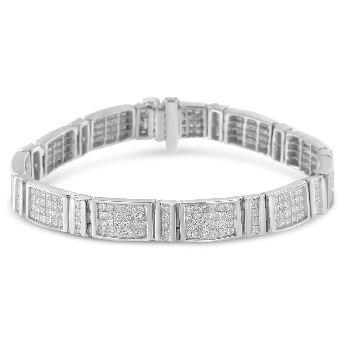 14K White Gold 7.0 Cttw Princess Cut Diamond 7" Alternating Vertical and Horizontal Rectangular Link Tennis Bracelet (H-I Color, SI2-I1 Clarity) - Bijoux-NYC Direct