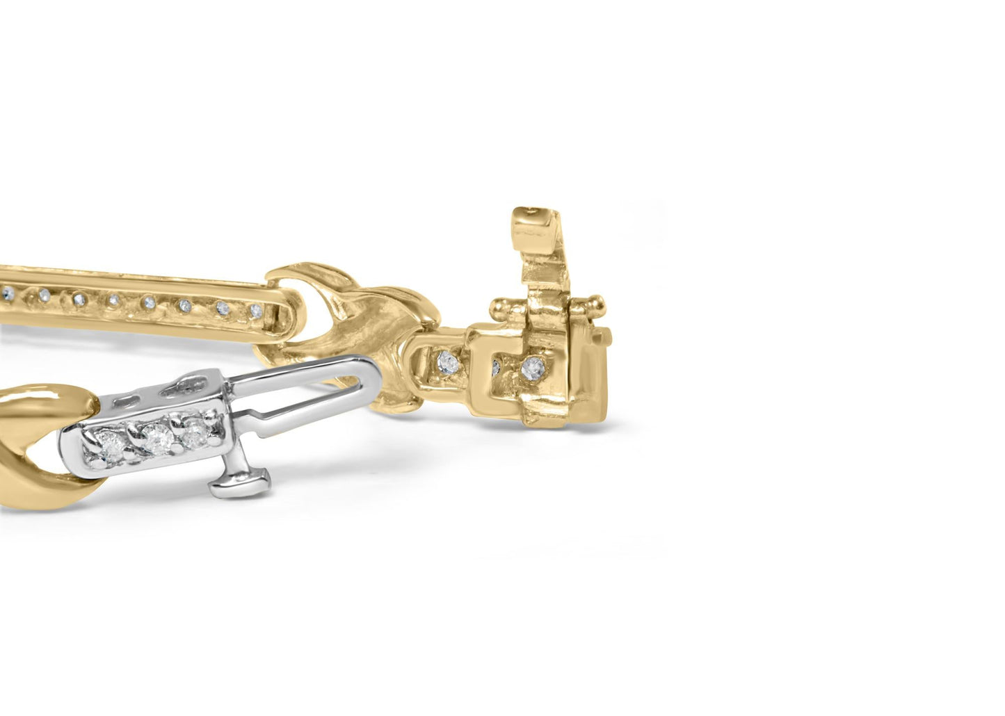10K Yellow Gold 1.00 Cttw Pave Set Diamond Bar and X-Link 7" Bracelet (I-J Color, I3 Quality)