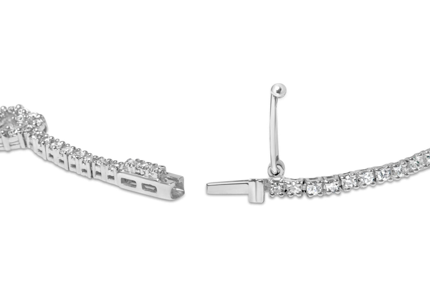 14K White Gold 1 1/2 Cttw Diamond Heart Station Strand Bracelet (H-I Color, I1-I2 Clarity) - 7.5 Inches - Bijoux-NYC Direct